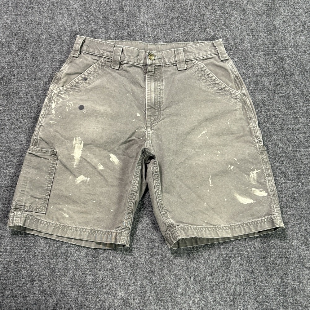Vintage Carhartt Carpenter Shorts Mens 32 Gray Faded Painted Distressed B147 FAT